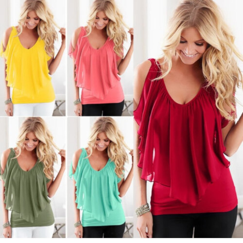 Burgundy VENUS Cold Shoulder Flowy Top